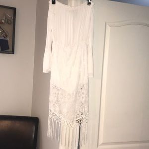 Elegant White Lace Midi Dress